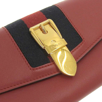 Gucci continental wallet with hook long leather canvas red navy blue 476084