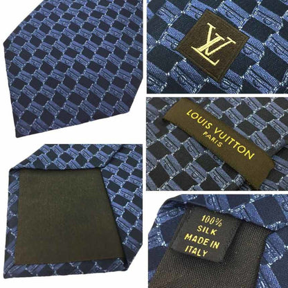 Louis Vuitton  tie trunk pattern navy 100% silk men's