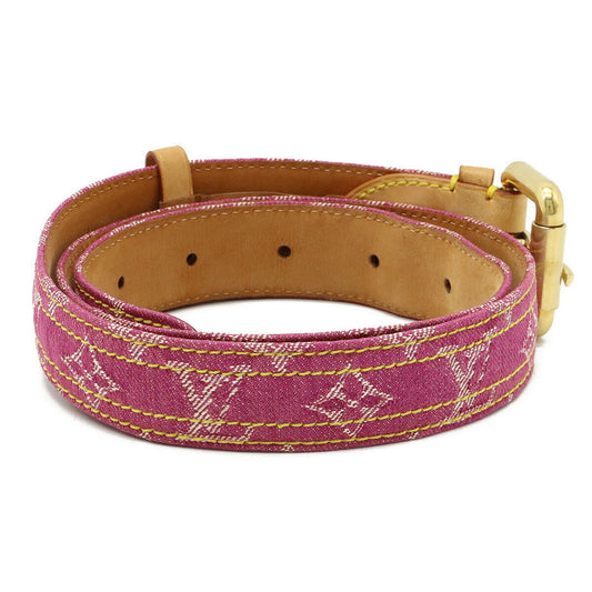 Louis Vuitton  Monogram Sun Tulle Belt Leather Fuchsia Pink #90 90/36 M6925U