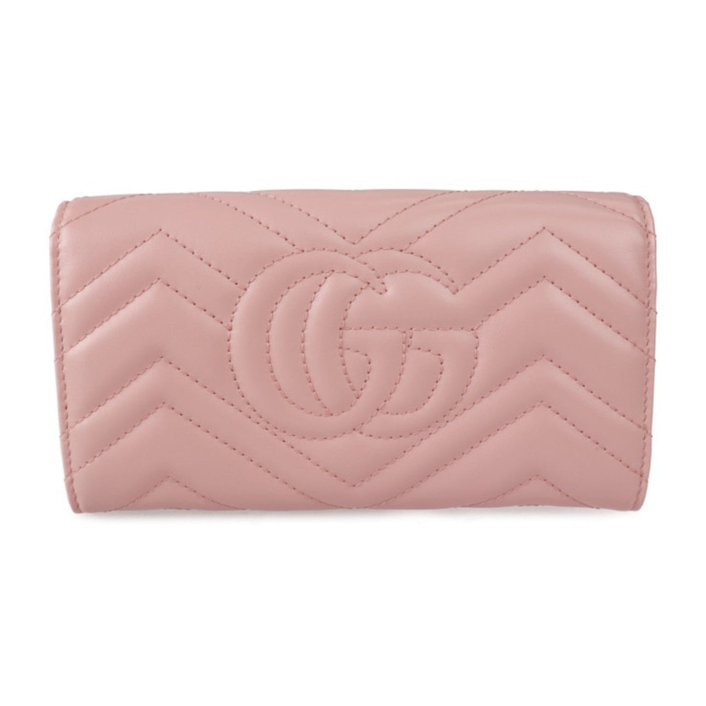 Gucci Continental Wallet GG Marmont Bifold 443436 Leather Pink Series Silver Metal Fittings Long