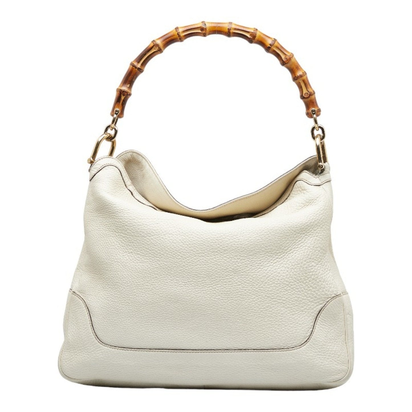 GUCCI Bamboo GG Canvas Handbag Shoulder Bag 282315 White Leather Ladies