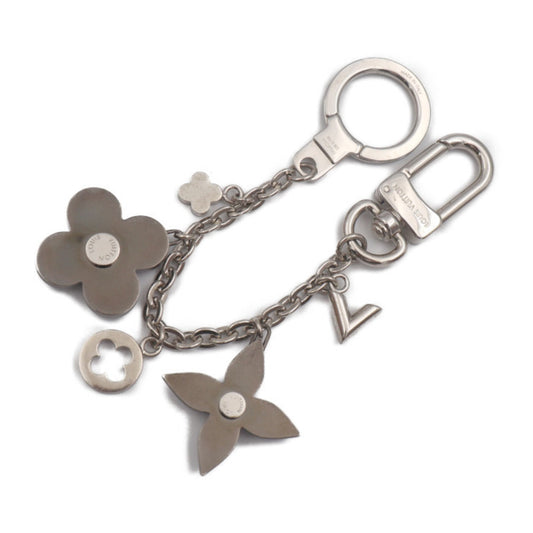 Louis Vuitton  bijoux sack shenne key holder M64266 metal rhinestone silver Bag charm ring monogram flower