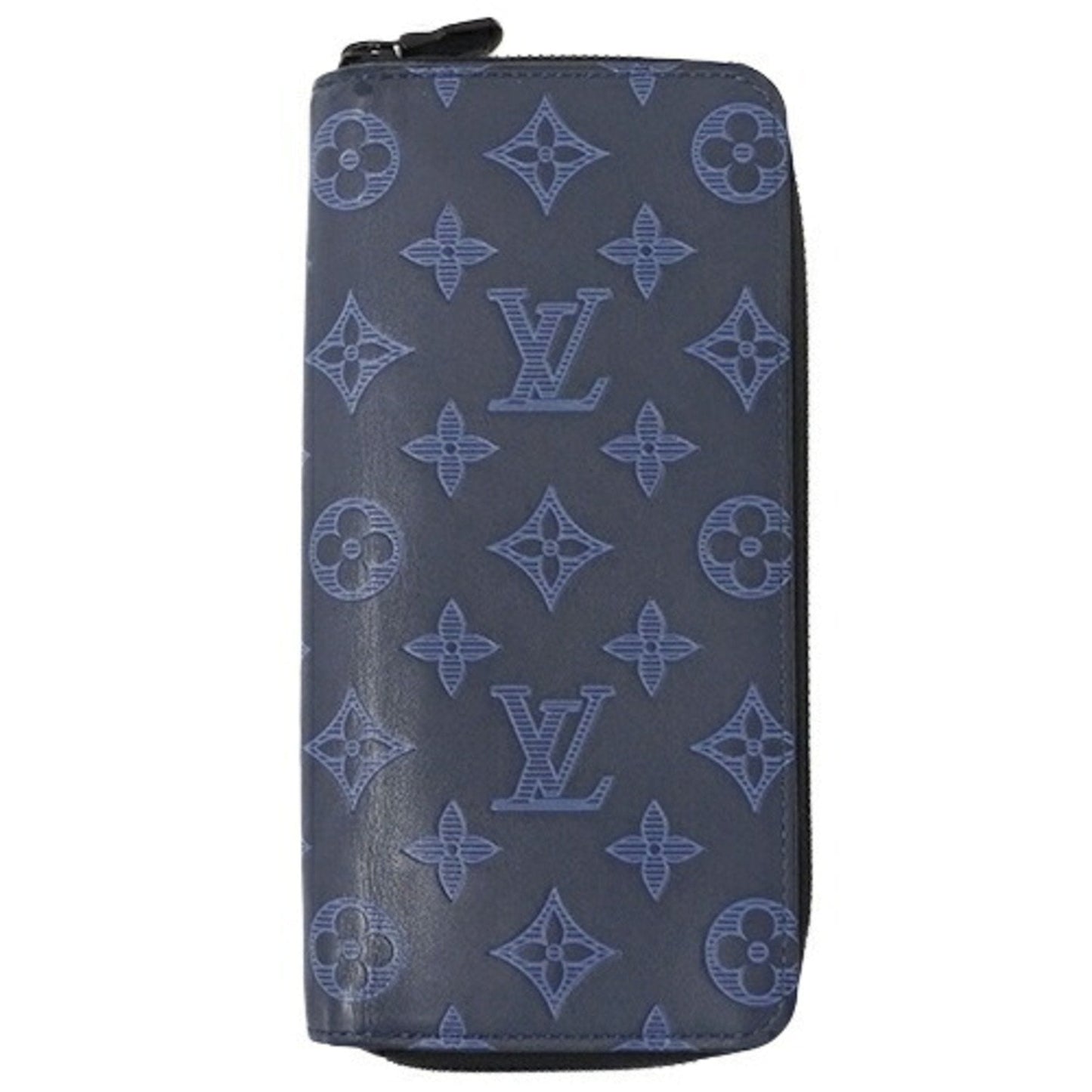 Louis Vuitton  Wallet Monogram Shadow Men's Long Zippy Vertical Navy Blue M80423 Round