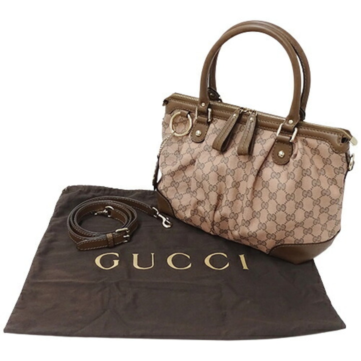 GUCCI bag ladies handbag shoulder 2way GG canvas Sookie pink brown 247902