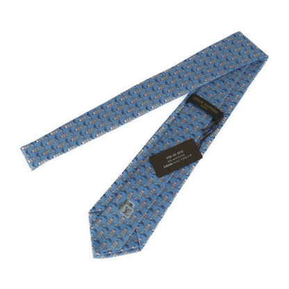 Louis Vuitton  Cravat Globetrot Cars Tie M78558 Silk 100% Light Blue System Trunk x Car Pattern