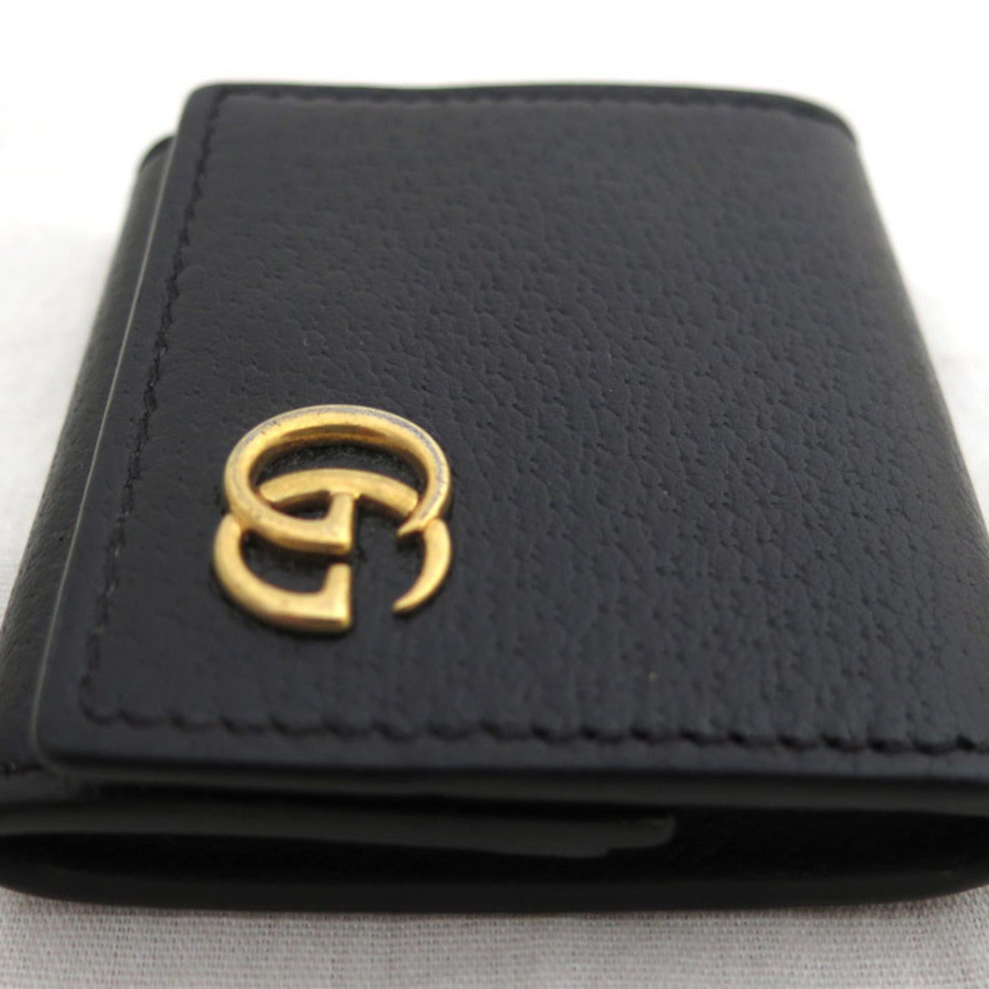 Gucci coin case wallet GG Marmont leather/metal black x gold  473959