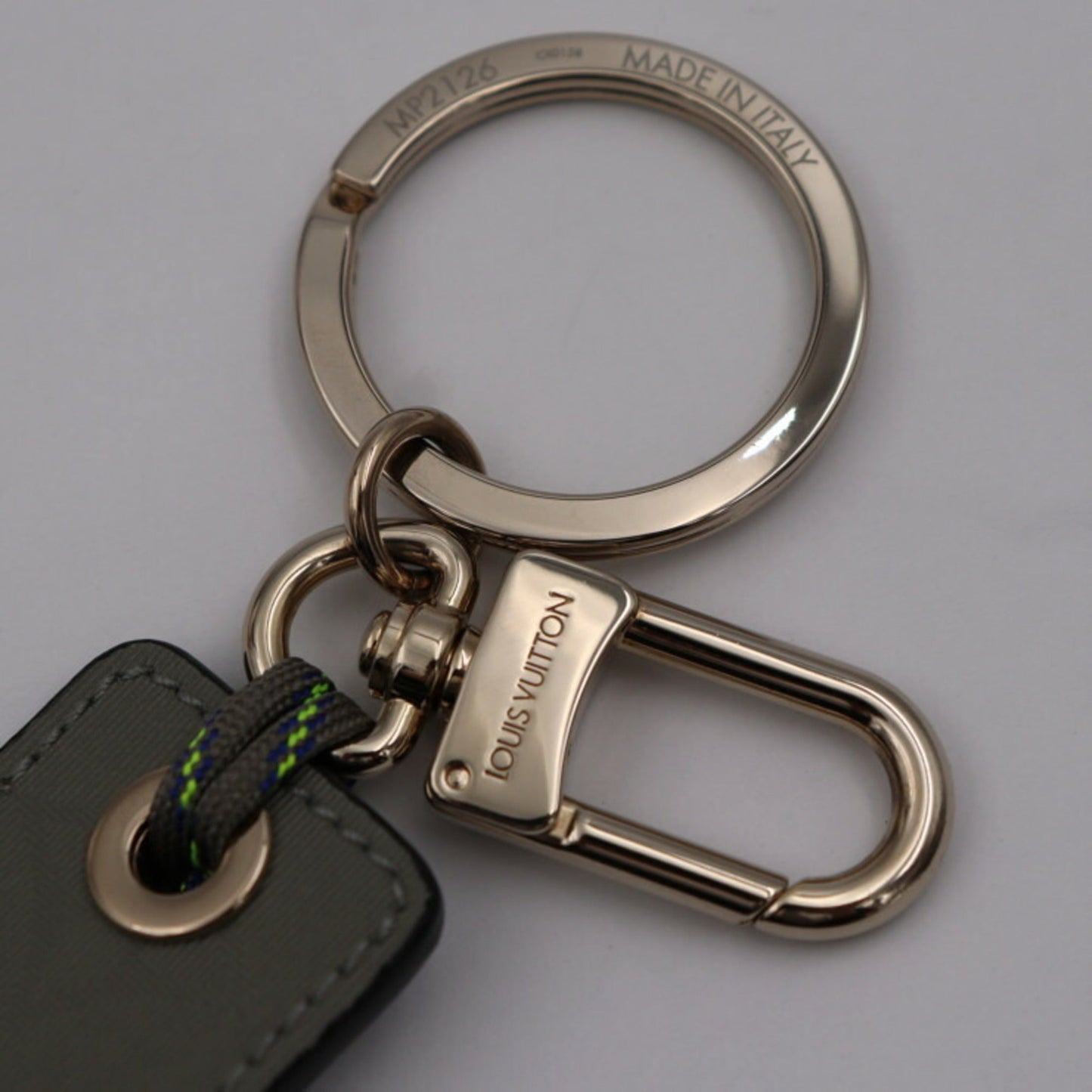 Louis Vuitton  Portocre Tag Monogram Fluo Keychain MP2126 Titanium Canvas Gray Series Silver Hardware Key Ring Bag Charm