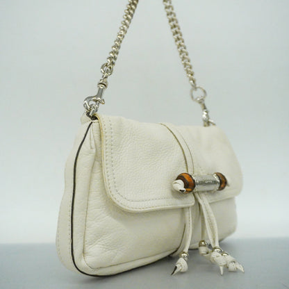 Gucci  Bamboo 235320 Women's Leather Shoulder Bag Ivory