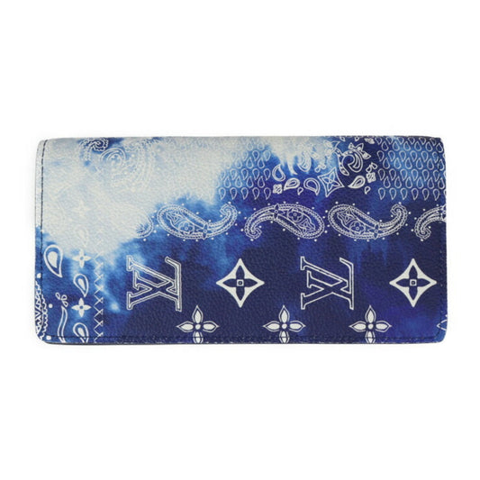 Louis Vuitton  Portefeuille Brother Monogram Bandana Bifold Wallet M81405 Leather Blue White Long