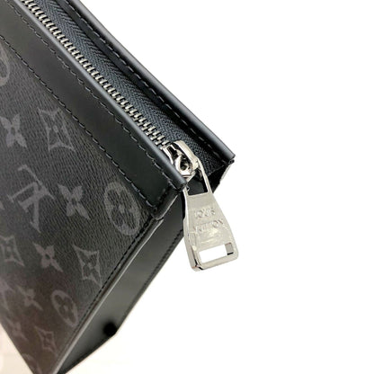 Louis Vuitton  Pochette Voyage M61692 Monogram Eclipse Black Silver Hardware Men's Second Bag