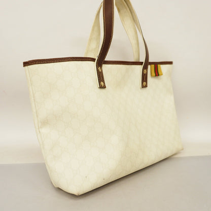 GUCCI  Tote Bag 211134 Women's GG Supreme,Leather Tote Bag Brown,Ivory