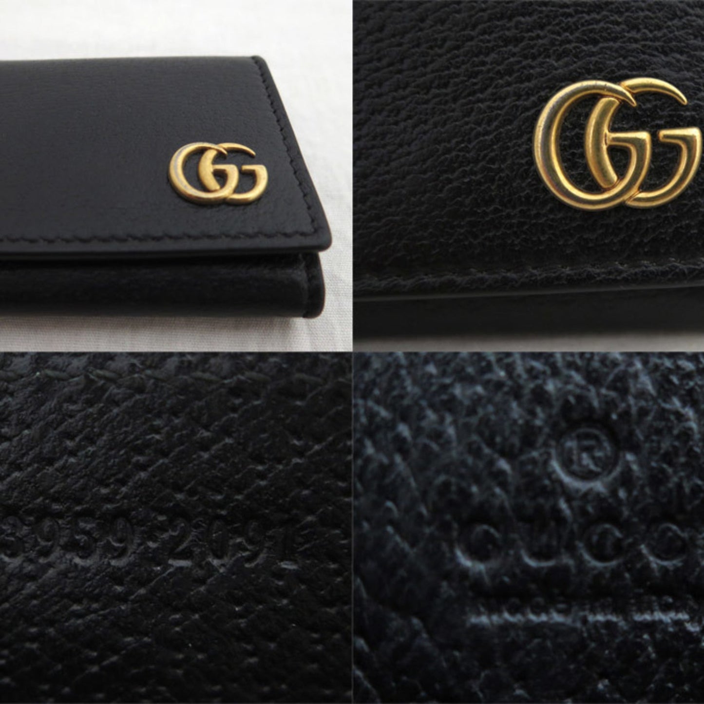 Gucci coin case wallet GG Marmont leather/metal black x gold  473959