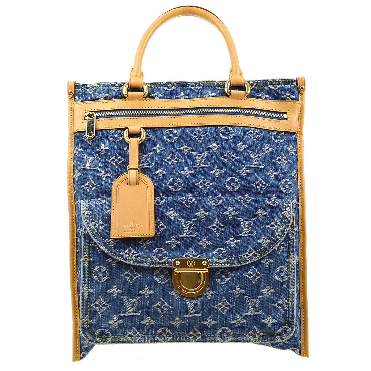 Louis Vuitton ★ FLAT SHOPPER HAND TOTE Bag MONOGRAM DENIM M95018 92672