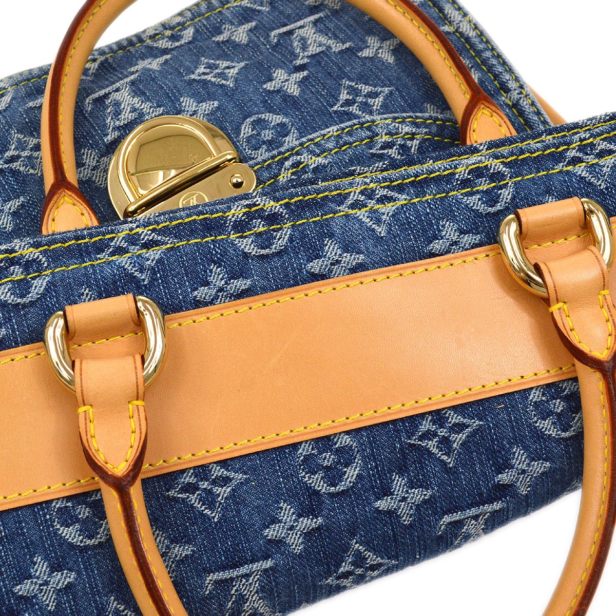 Louis Vuitton ★ FLAT SHOPPER HAND TOTE Bag MONOGRAM DENIM M95018 92672