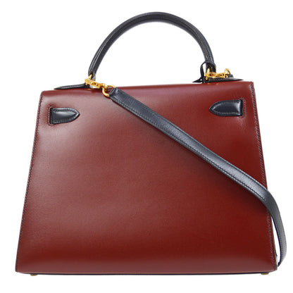 Hermes 1992 Kelly 28 SELLIER Tricolor Box calf