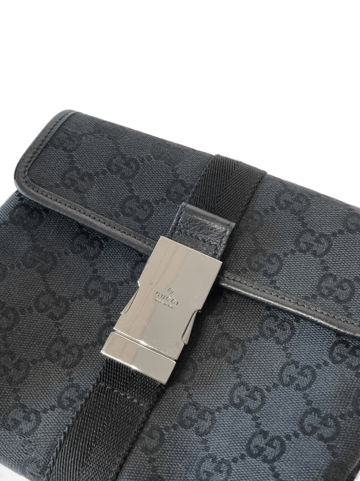 Gucci Black Jacquard Leather Belt Bag