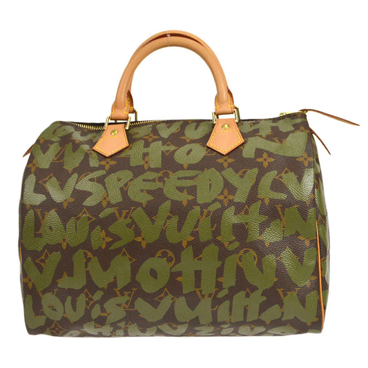 Louis Vuitton ★ SPEEDY 30 Handbag KHAKI MONOGRAM GRAFFITI M92194 16675