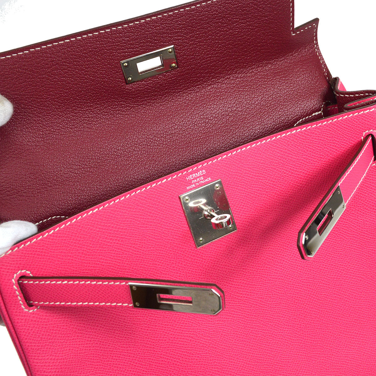 Hermes * 2011 Kelly 28 RETOURNE Rose Tyrien Epsom