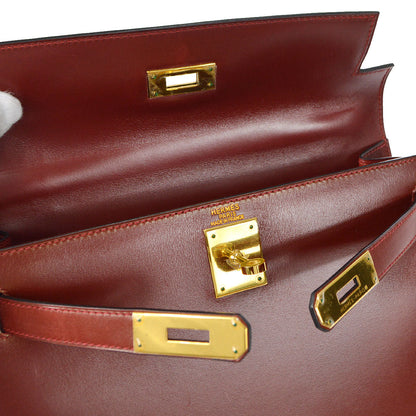 Hermes 1999 Kelly 28 SELLIER Rouge H Box Calf