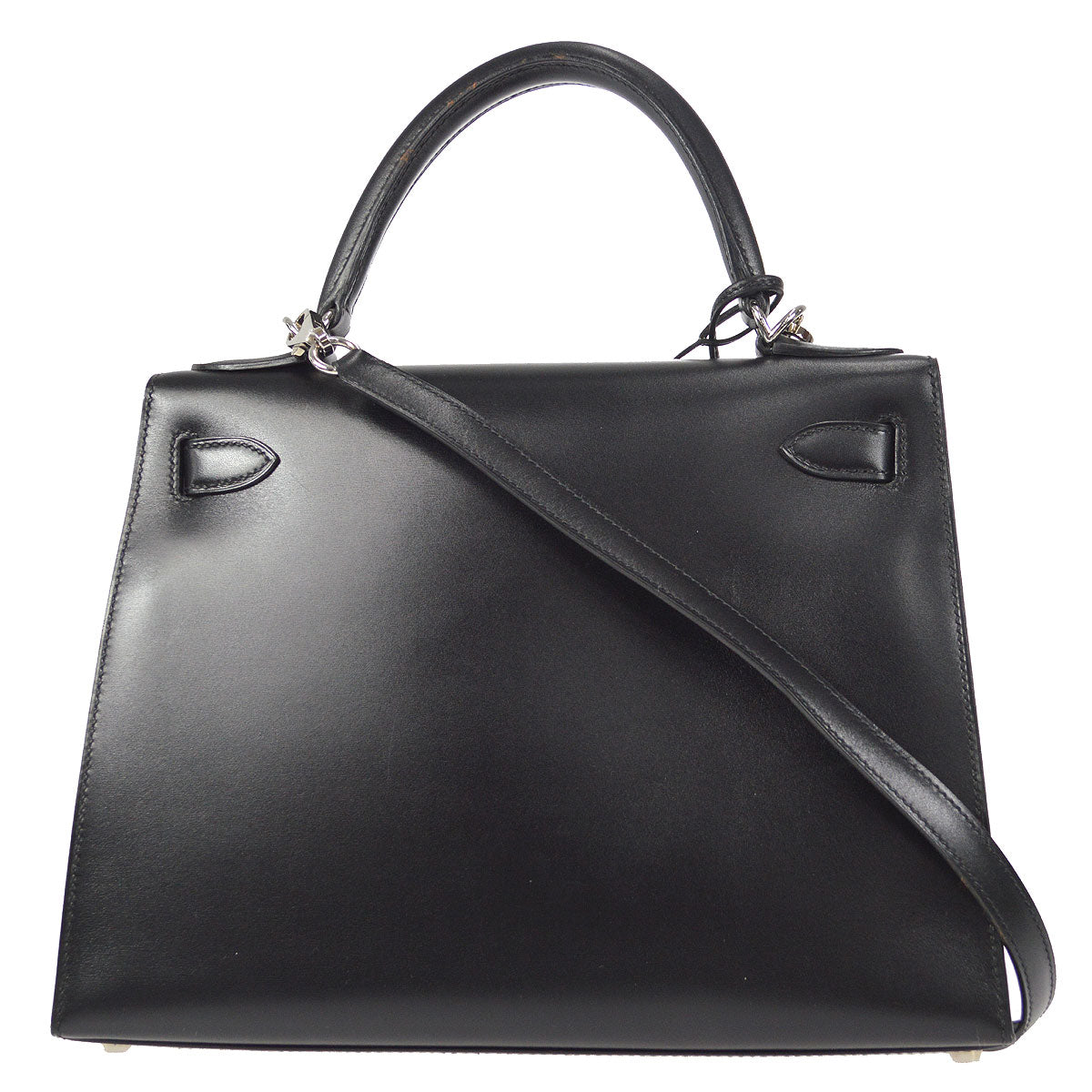 Hermes 2002 Kelly 28 SELLIER Black Box Calf