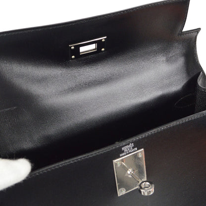 Hermes 2002 Kelly 28 SELLIER Black Box Calf