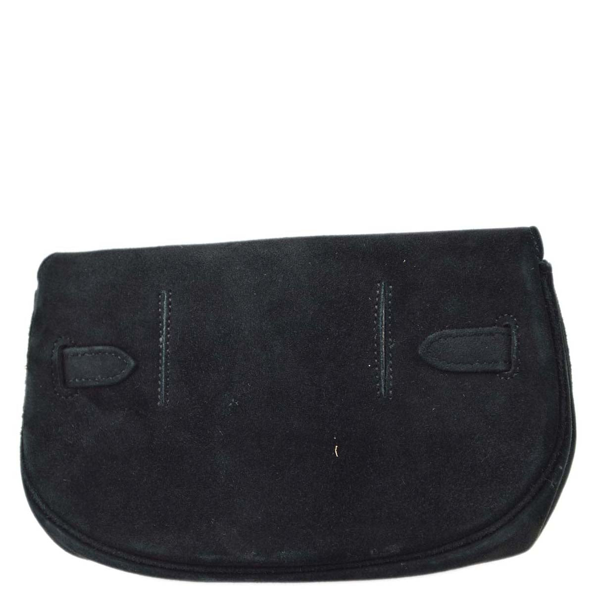 Hermes * 1991 Black Doblis Banana Kelly Clutch HandBag 192060