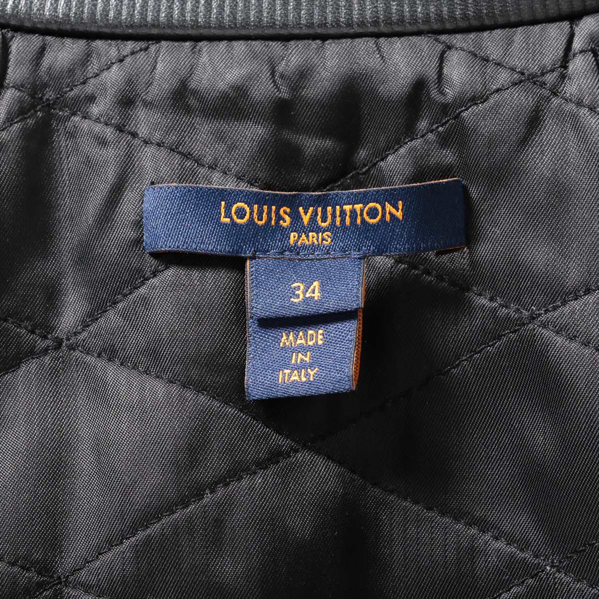 Louis Vuitton 23SS Cotton X Leather Denim Jacket 34  Black RW231A Monogram FOJA68KJ2