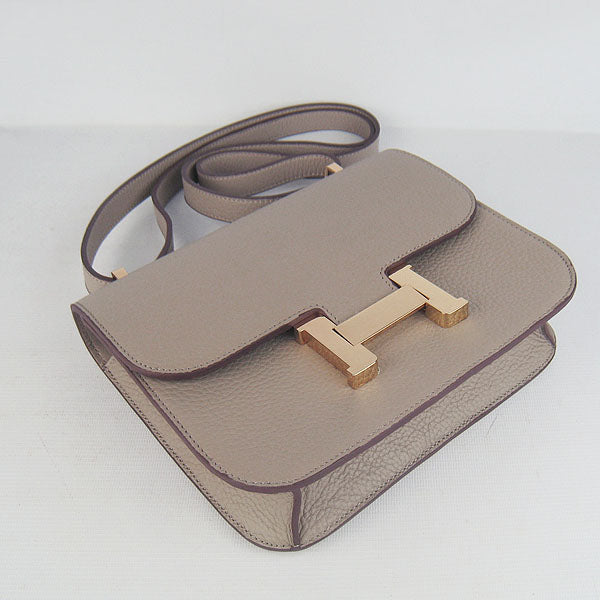 Hermes Constance Cowskin Leather Bag H017 grey Golden