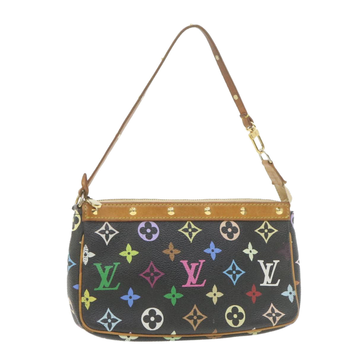 Louis Vuitton  Multicolor Pochette Accessoires Pouch Black M92648 LV Auth 21664