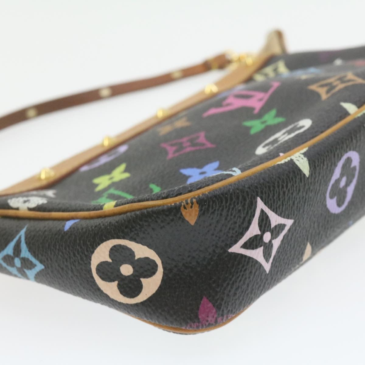 Louis Vuitton  Multicolor Pochette Accessoires Pouch Black M92648 LV Auth 21664