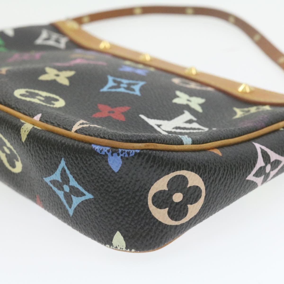 Louis Vuitton  Multicolor Pochette Accessoires Pouch Black M92648 LV Auth 21664