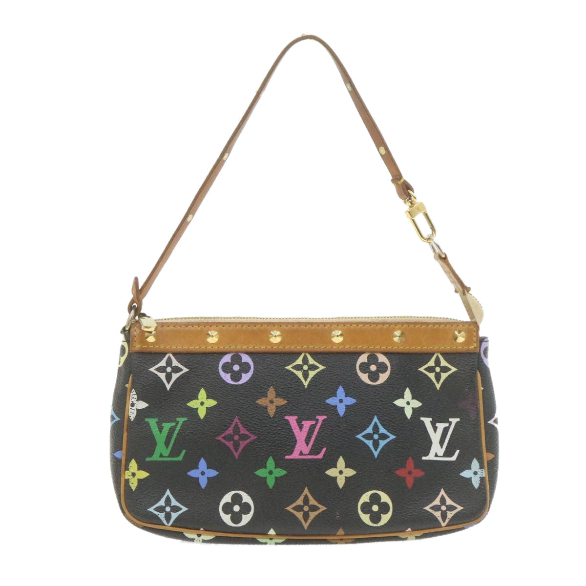 Louis Vuitton  Multicolor Pochette Accessoires Pouch Black M92648 LV Auth 21664