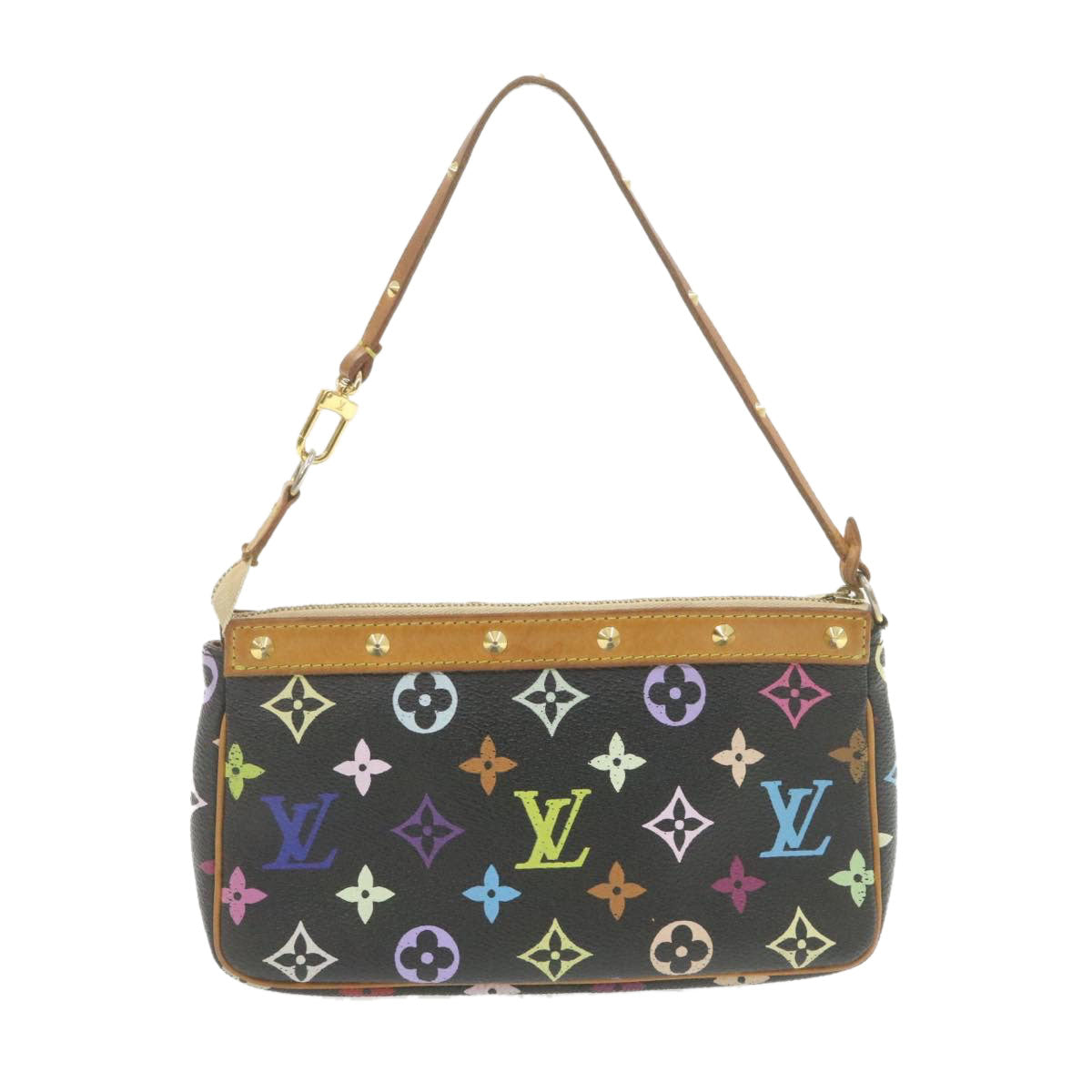 Louis Vuitton  Multicolor Pochette Accessoires Pouch Black M92648 LV Auth 21664