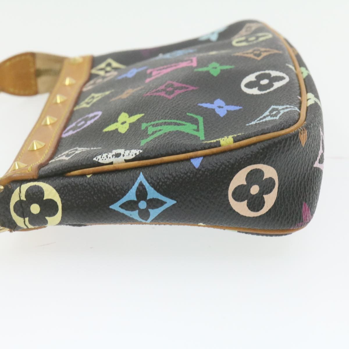 Louis Vuitton  Multicolor Pochette Accessoires Pouch Black M92648 LV Auth 21664