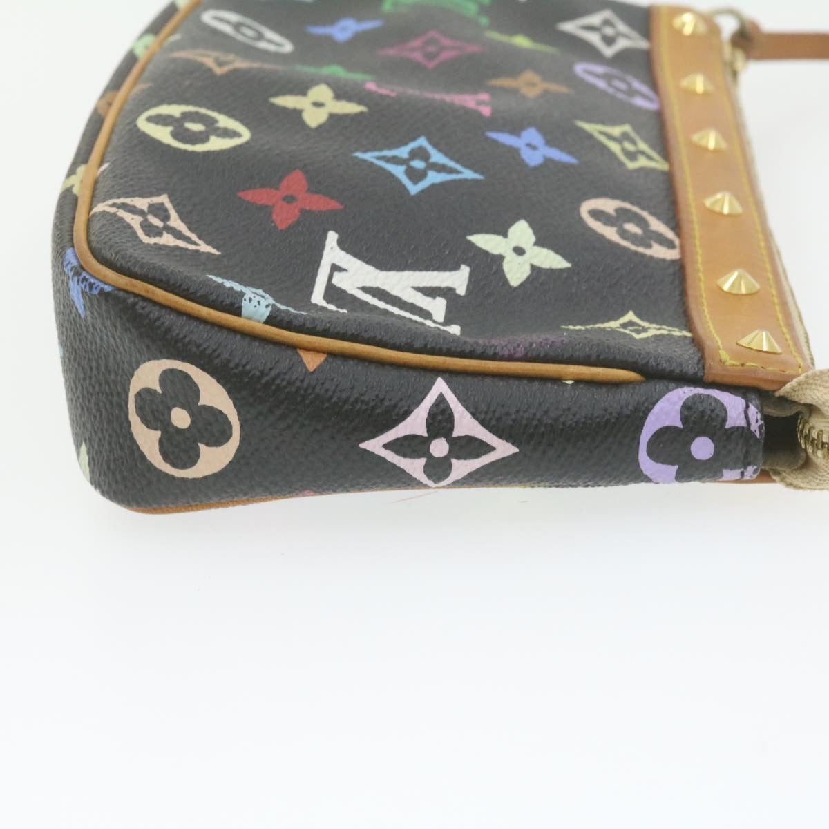 Louis Vuitton  Multicolor Pochette Accessoires Pouch Black M92648 LV Auth 21664