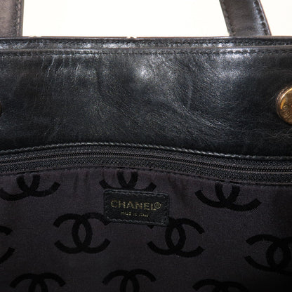 Chanel Wild Stich Matelasse Leather Tote Bag Black