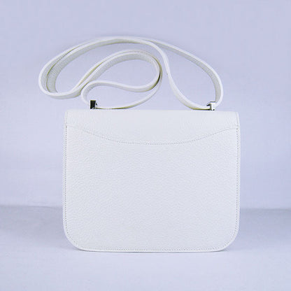 Hermes Constance Cowskin Leather Bag H017 white silver