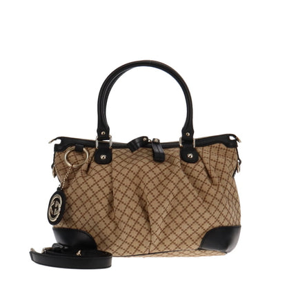 Gucci Diamante Sukey Tote Canvas With Black Leather Trims