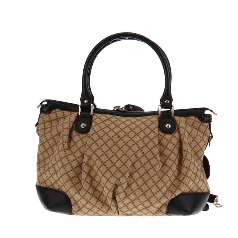 Gucci Diamante Sukey Tote Canvas With Black Leather Trims