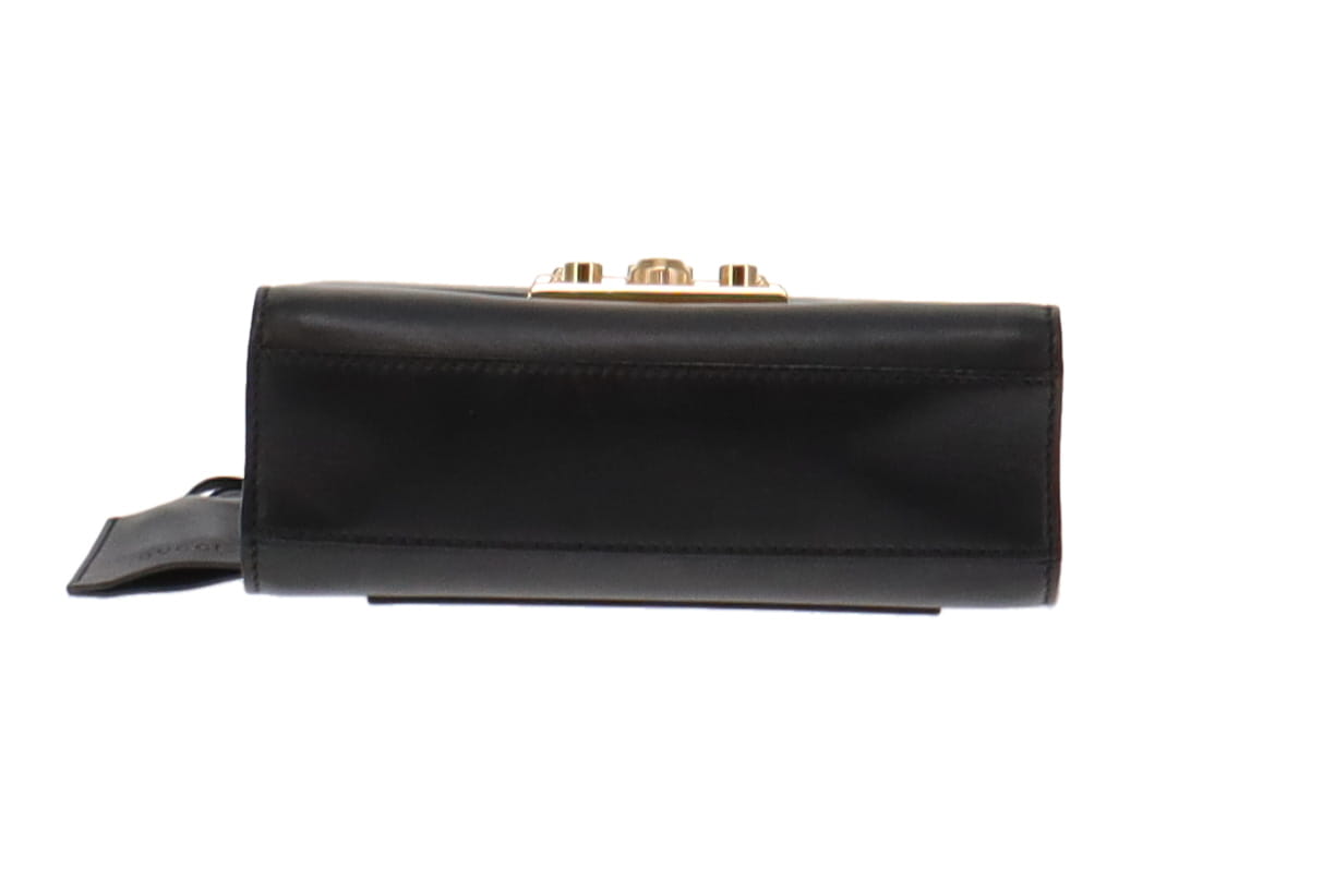 Gucci Black Smooth Leather Small Padlock Shoulder Bag