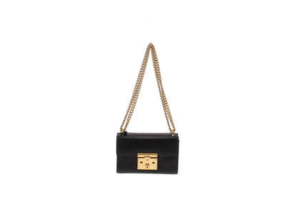 Gucci Black Smooth Leather Small Padlock Shoulder Bag