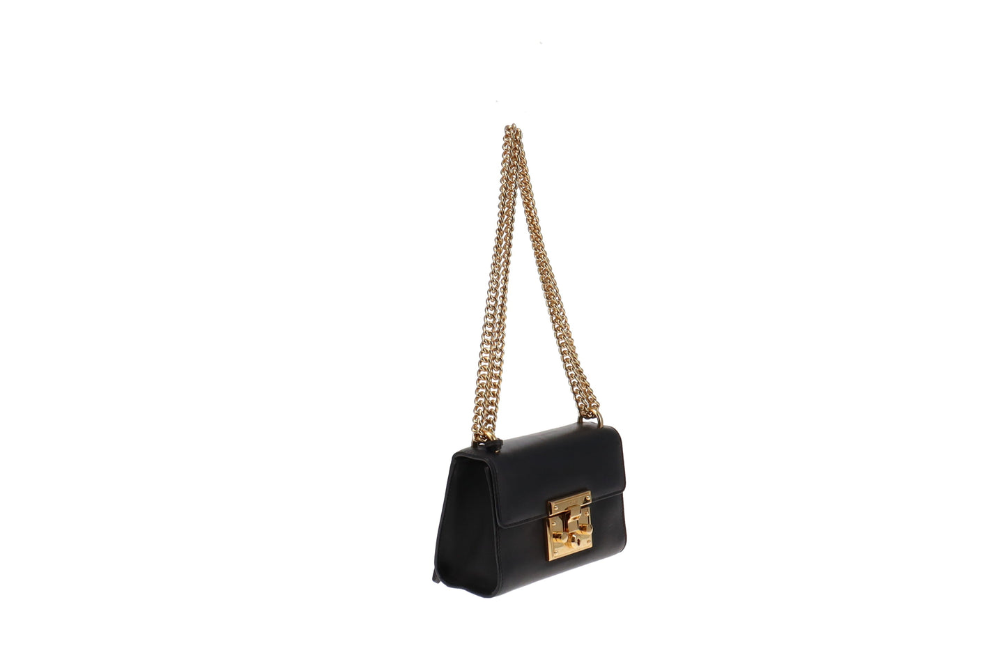 Gucci Black Smooth Leather Small Padlock Shoulder Bag