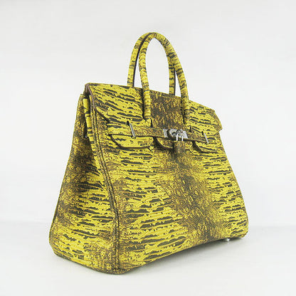 Hermes Birkin 30cm Lizard Pattern Handbag 6088 Yellow/Silver