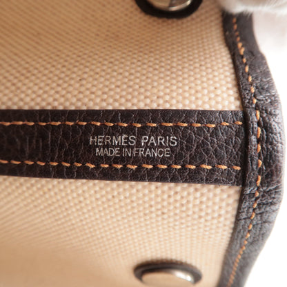 HERMES Garden Party Toile Ash Leather PM 髫ｨ繝ｻ・ｽ・｡ I  Stamped Beige