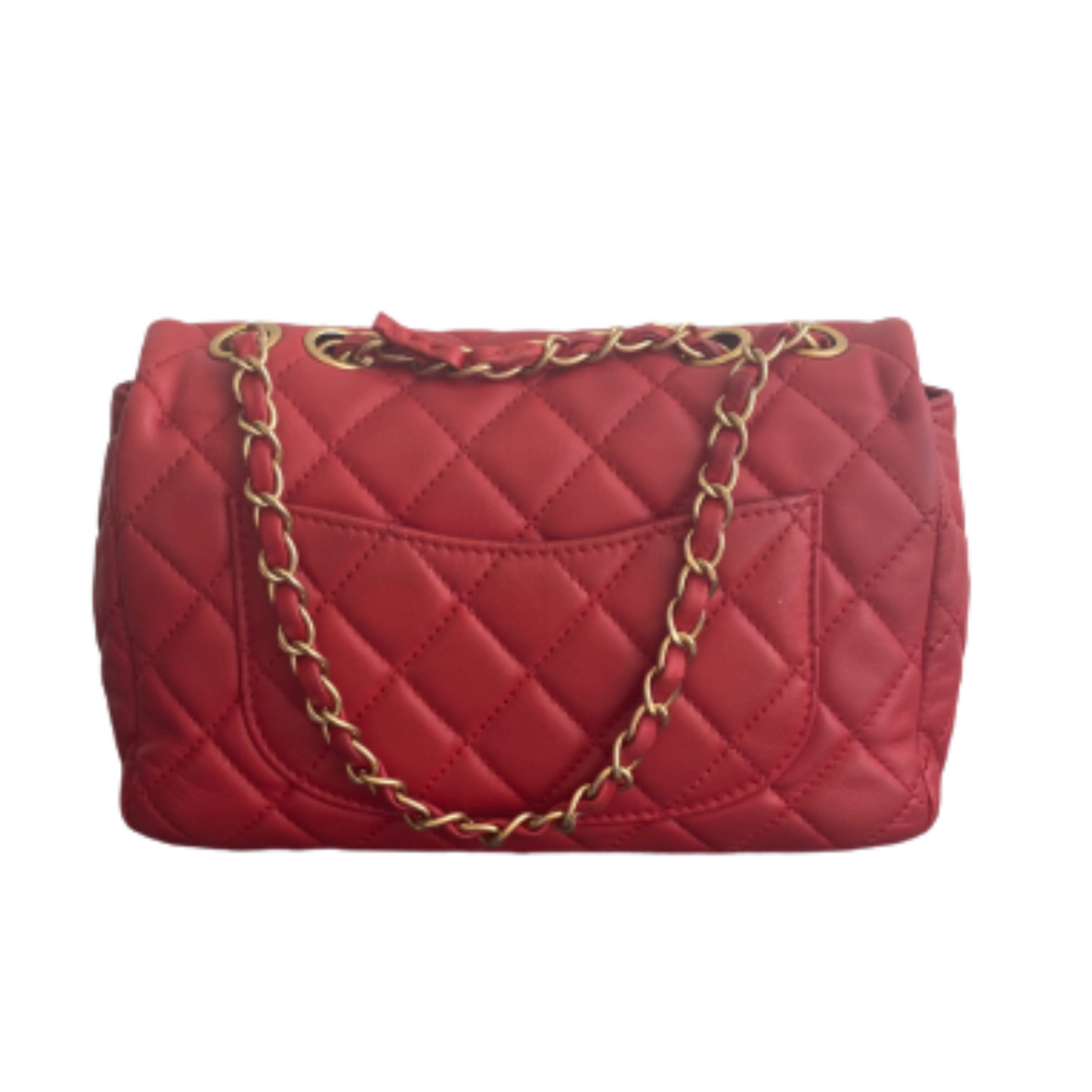 Chanel Red Leather Matelasse shoulder Bag