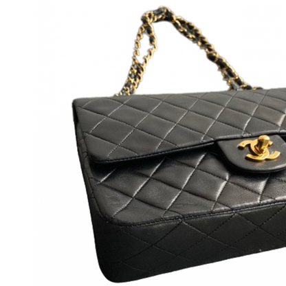 Chanel Black Leather Double flap shoulder Bag