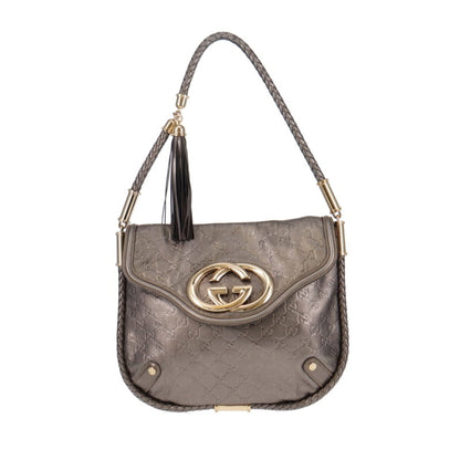 Gucci Britt Tassel Guccisima Metallic Grey Shoulder Bag SH