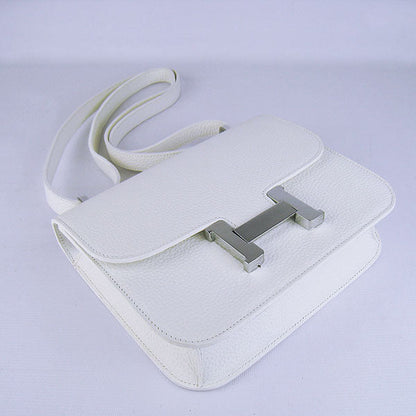 Hermes Constance Cowskin Leather Bag H017 white silver