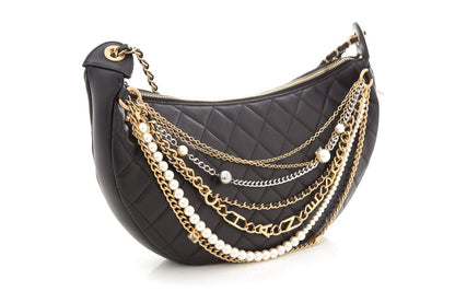 Chanel Black All About Chains Hobo HandBag