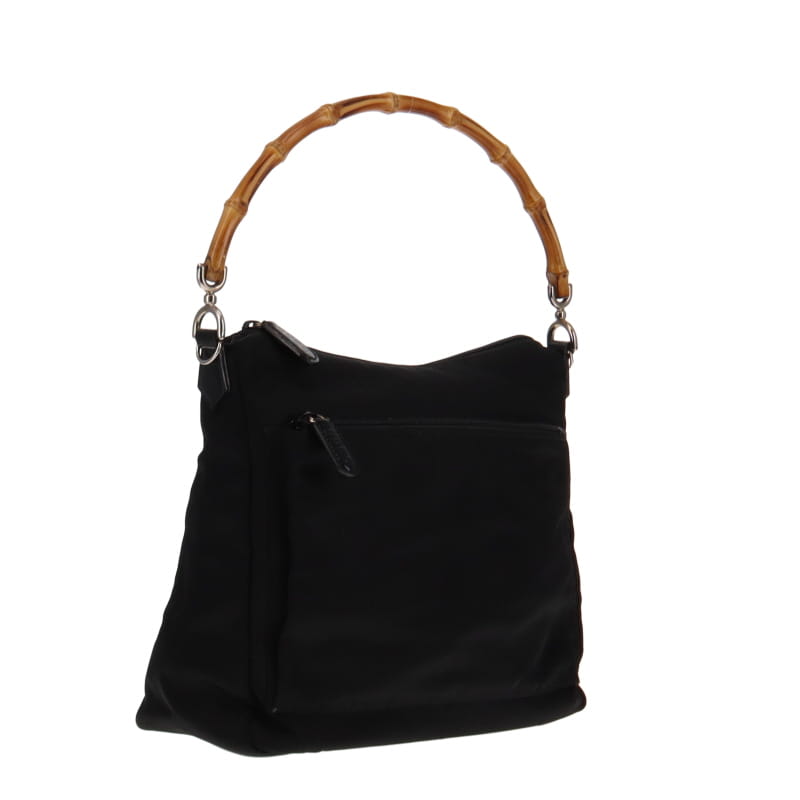 Gucci Black Canvas Bamboo Small Tote